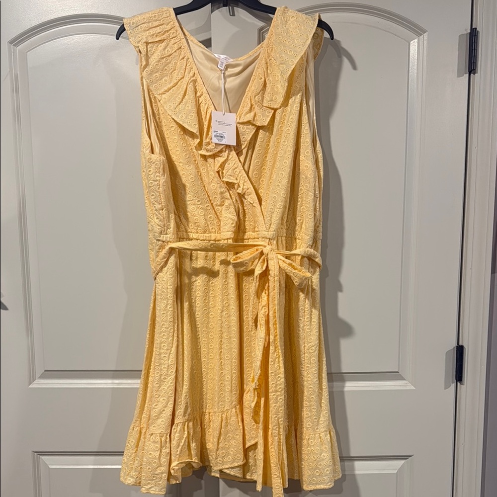 Yellow Ruffled Wrap Dress